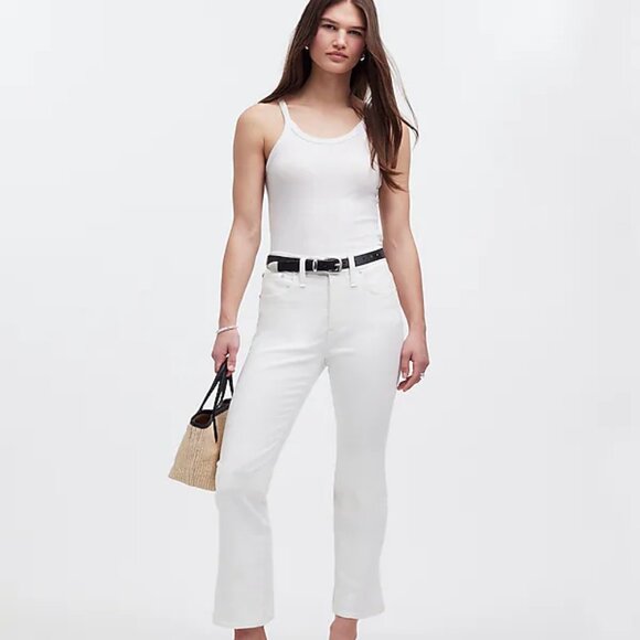 Madewell Petite Kick Out Crop Jeans in Pure White Size Petite 26 NWT - Picture 1 of 13